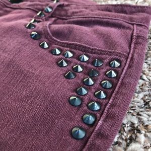 Studded Burgundy skinny jeans